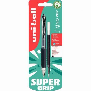 Blister de 1 stylo Signo rétractable noir + 1 recharge noire