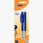Pack of 2 retractable blue ballpoint pens, medium point 1 mm