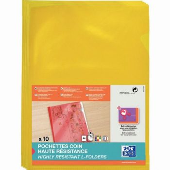 Pack of 10 smooth PVC corner pockets 15/100 mm, yellow