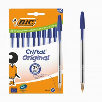 Lot de 10 stylos à Bille BIC Cristal Bleu