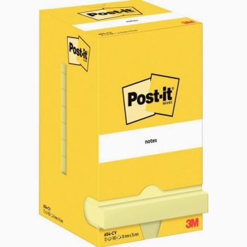 Set of 12 yellow sticky note pads, 100 sheets each, 76 x 76 mm