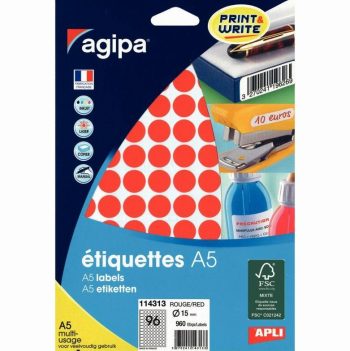 Set of 960 red adhesive dots, 15 mm diameter