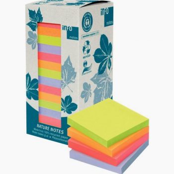 Tour de 16 blocs de 100 feuilles adhésives repositionnables recyclées assorties 75 x 75 mm