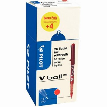 16 + 4 gratuits rollers V-Ball pointe fine 0,5mm rouge Pilot