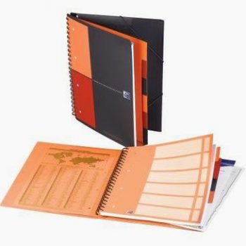 Oxford Organiserbook Orange Notebook, 160 Sheets, A4+ Size (23 x 29.7 cm), 80gsm, 5x5 Grid Ruled