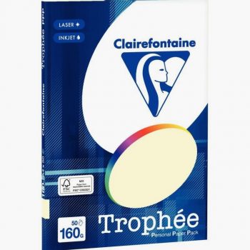 Paquet de 50 feuilles de papier 160g de format A4 ivoire TROPHEE CLAIREFONTAINE
