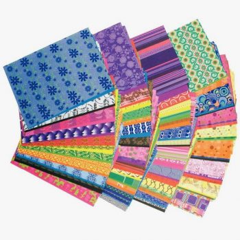 Pack of 192 assorted decorative patterned paper sheets, 74 grams
