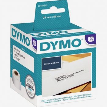 Set of 2 rolls containing 130 address labels each, size 28 x 89 mm