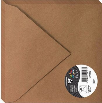 Set of 20 Clairefontaine Pollen Square Envelopes 165x165mm 120gsm Kraft Paper