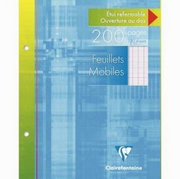 Pack of 100 loose-leaf sheets (200 pages) 17x22 cm, seyès ruling, 90g, white