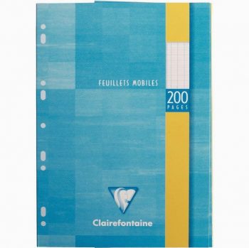 Etui 100 feuillets mobiles, 200 pages, 21x29,7 cm, seyes, blanc