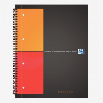 Cahier gris Oxford Filingbook 200 pages format A4+ 80g 23 x 29,7 cm Quadrillé 5 x 5