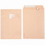 Boîte de 250 sacs Kraft, 90 grammes en format 23X32, avec une fenêtre de 50mm, bande siliconée