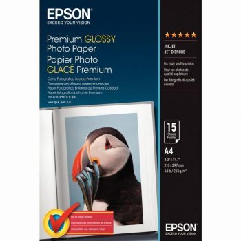 Paquet de 15 feuilles de papier photo premium glacé à la marque Epson de format A4 255g