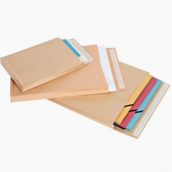 Paquet de 50 pochettes kraft à 3 soufflets 260x330 120g/m² bande de protection