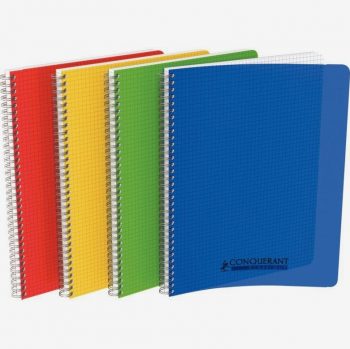 Conquerant Assorted Colors Notebook, 180 Sheets, A4 Size (21 x 29.7 cm), 90gsm, 5x5 Grid