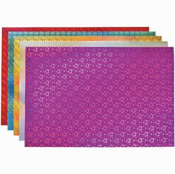 Pochette de 10 feuilles carton holographique assorties, 35 x 50 cm