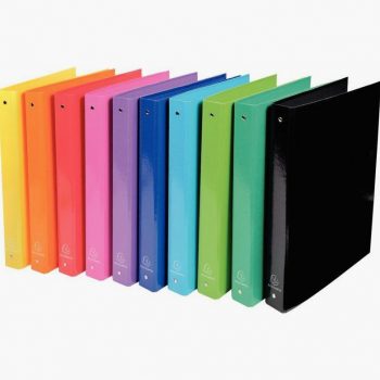 A4 Laminated Card Binder with 4 Round Rings, 30 mm Diameter, Assorted Colors