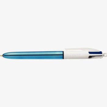 Bic Ballpoint Pen 4 Colours Shine Metallic Blue