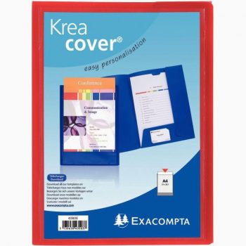 Customizable KREACOVER display folder for 21x29.7 cm, red polypropylene 4/10