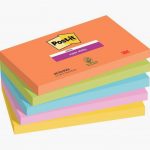 Set of 5 Super Sticky Post-it Note Pads, 90 Sheets Each, 76 x 127 mm, Boost Collection