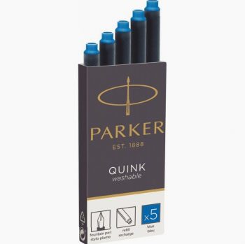 5 cartouches d'encre pour stylo plume bleu Parker lavable