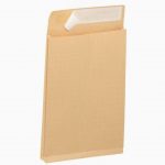 Set of 50 reinforced brown kraft envelopes, 3 gussets, 280x365 mm, 130g/m², with protective strip
