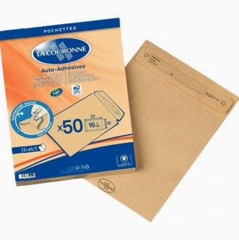 Set of 50 kraft envelopes C5 size 162x229mm 90gsm with protective strip