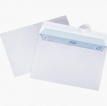 Boîte de 500 enveloppes blanches C6 114x162 80g/m² bande de protection