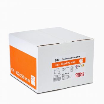 Pack of 500 white self-adhesive C5 envelopes 80gsm Office DEPOT