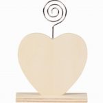 Lot de 6 porte-photos en bois forme coeur