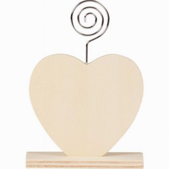 Lot de 6 porte-photos en bois forme coeur