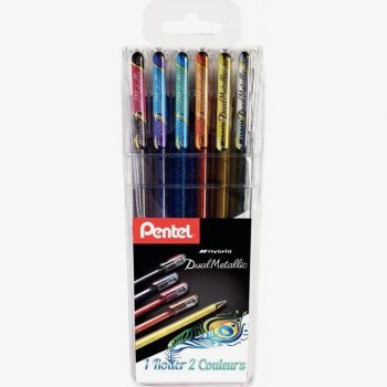 Set of 6 Dual Metallic Gel Ink Rollers by Pentel