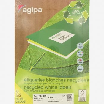 Pack of 6500 recycled white multi-purpose labels, size 38x21.2mm