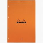 Bloc de bureau RHODIA 80 feuilles perforées, format A4+, papier ligné 7 mm blanc 80g