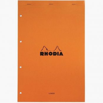 Bloc de bureau RHODIA 80 feuilles perforées, format A4+, papier ligné 7 mm blanc 80g