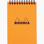 Bloc-notes à reliure intégrale RHODIA orange, format A6 (10,5 x 14,8 cm), 160 pages, quadrillé 5x5, papier blanc 80g