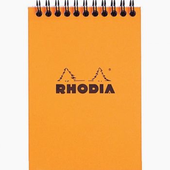 Bloc-notes à reliure intégrale RHODIA orange, format A6 (10,5 x 14,8 cm), 160 pages, quadrillé 5x5, papier blanc 80g