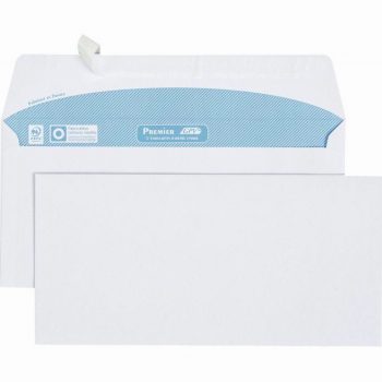 Boite de 100 enveloppes blanches DL 110x220 80g/m3 bande de protection