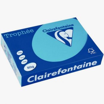 Pack of 500 sheets A3 80gsm turquoise blue paper CLAIREFONTAINE TROPHEE