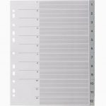 Jeu de 12 intercalaires numériques en polypropylène gris format A4+