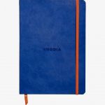 RHODIARAMA A5 Notebook, 160 lined pages, flexible faux leather cover, sapphire blue