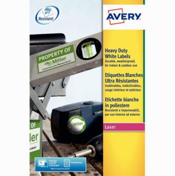 Set of 420 tear-resistant permanent adhesive white labels, 63.5 x 38.1 mm