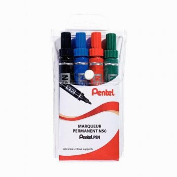 Pochette de 4 marqueurs permanents pointe ogive base alcool coloris assortis