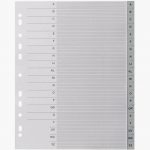 Set of 20 Gray Polypropylene Alphabetical Dividers, A4+ Size