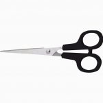 Ciseaux ambidextres, anneaux en plastique, lames inox, bouts pointus. 17cm