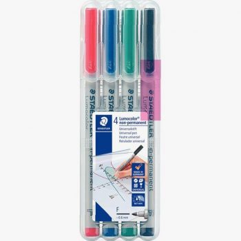 Set of 4 assorted Lumocolor non-permanent fine tip markers 0.6mm