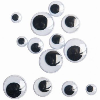 Pack of 100 self-adhesive googly eyes, assorted in 4 different sizes
