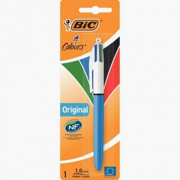 Blister d'un stylo 4 couleurs bic pointe moyenne