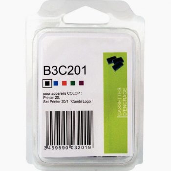 Set of 3 black ink cartridges compatible with Colop Printer 20, Model Printer 20/1 Combi Logo